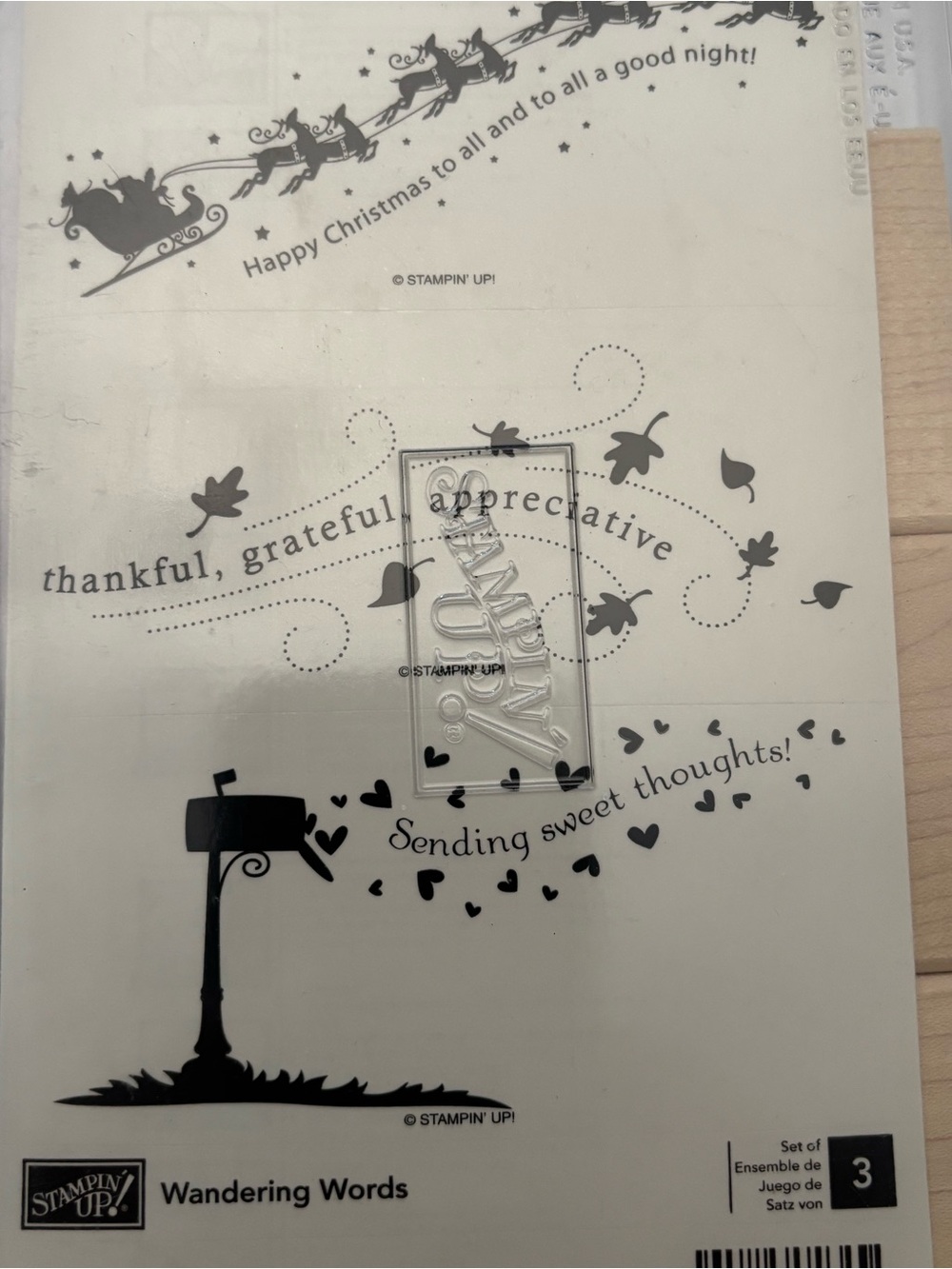 RARE &NEVER BEEN USED -Stampin' Up! Wandering Words Wall Decor Stamp Set - Black